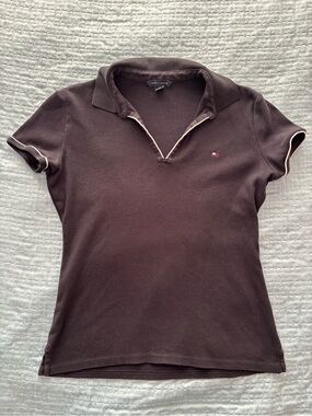 Tommy Hilfiger Black Short-Sleeve Polo Tee with Contrast Trim